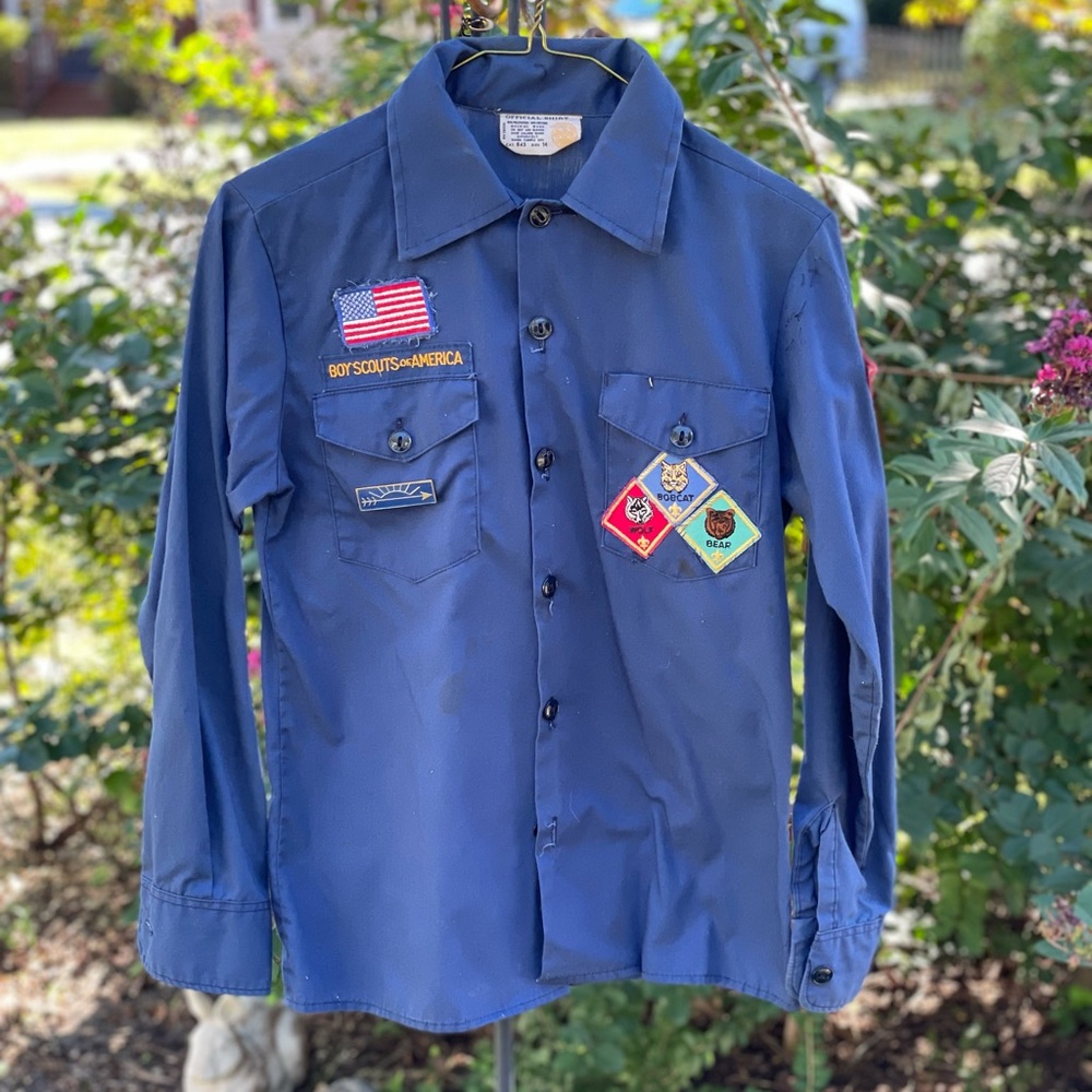 Vintage Boy Scouts blue shirt boys 14